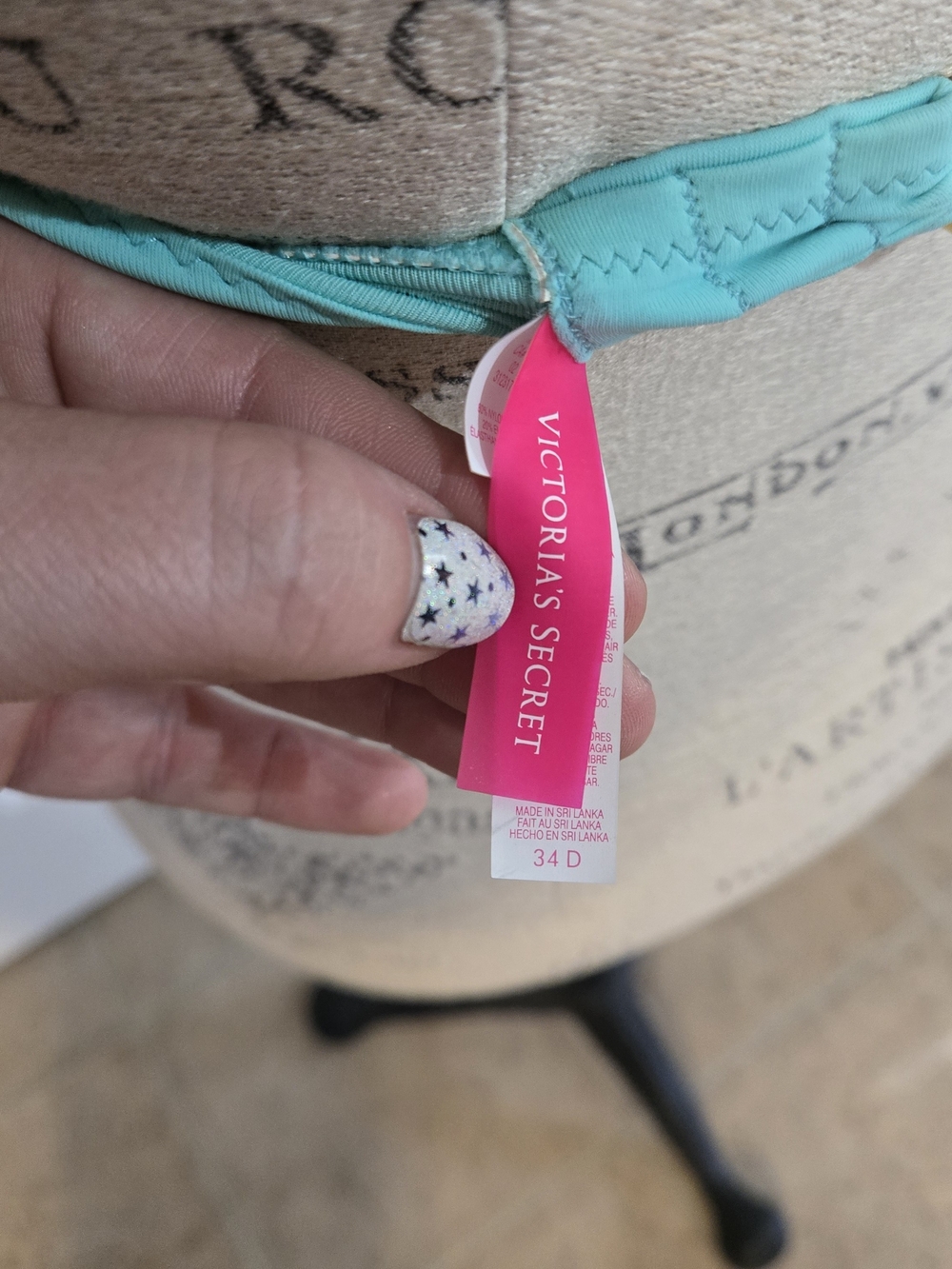 Victoria's Secret Turquoise & Pink Leopard Print Halter Bikini Top - Picture 3 of 3